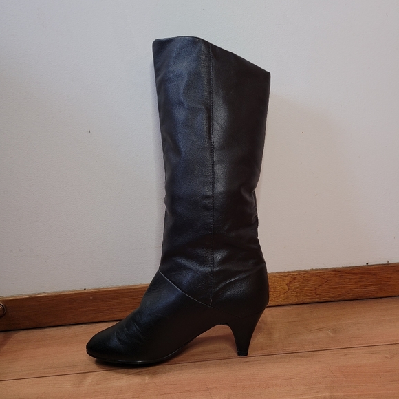 Kinney, Black leather heeled boots - Picture 4 of 16